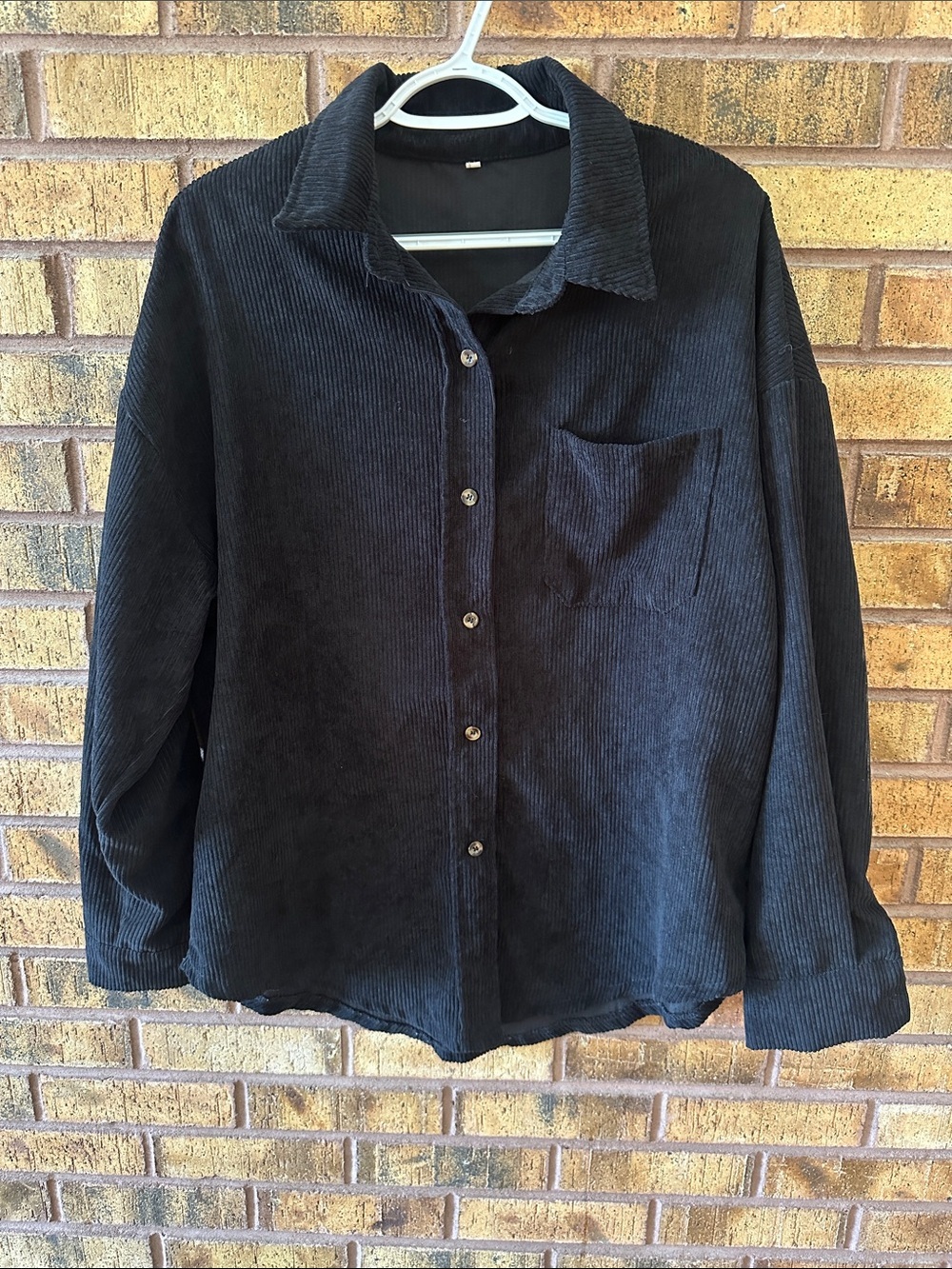 Black Corduroy Button-Up Shirt